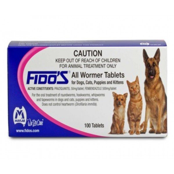 Fidos all Wormer Tablets Dogs, Cats, Kittens and Puppies 100pk