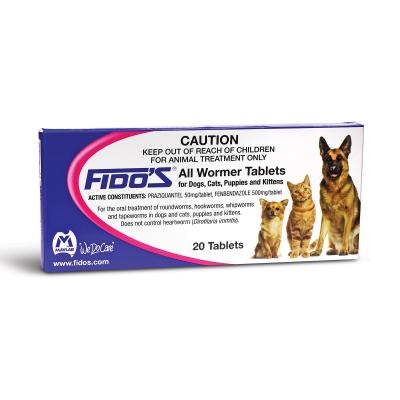 Fidos all Wormer Tablets Dogs, Cats, Kittens and Puppies 20pk