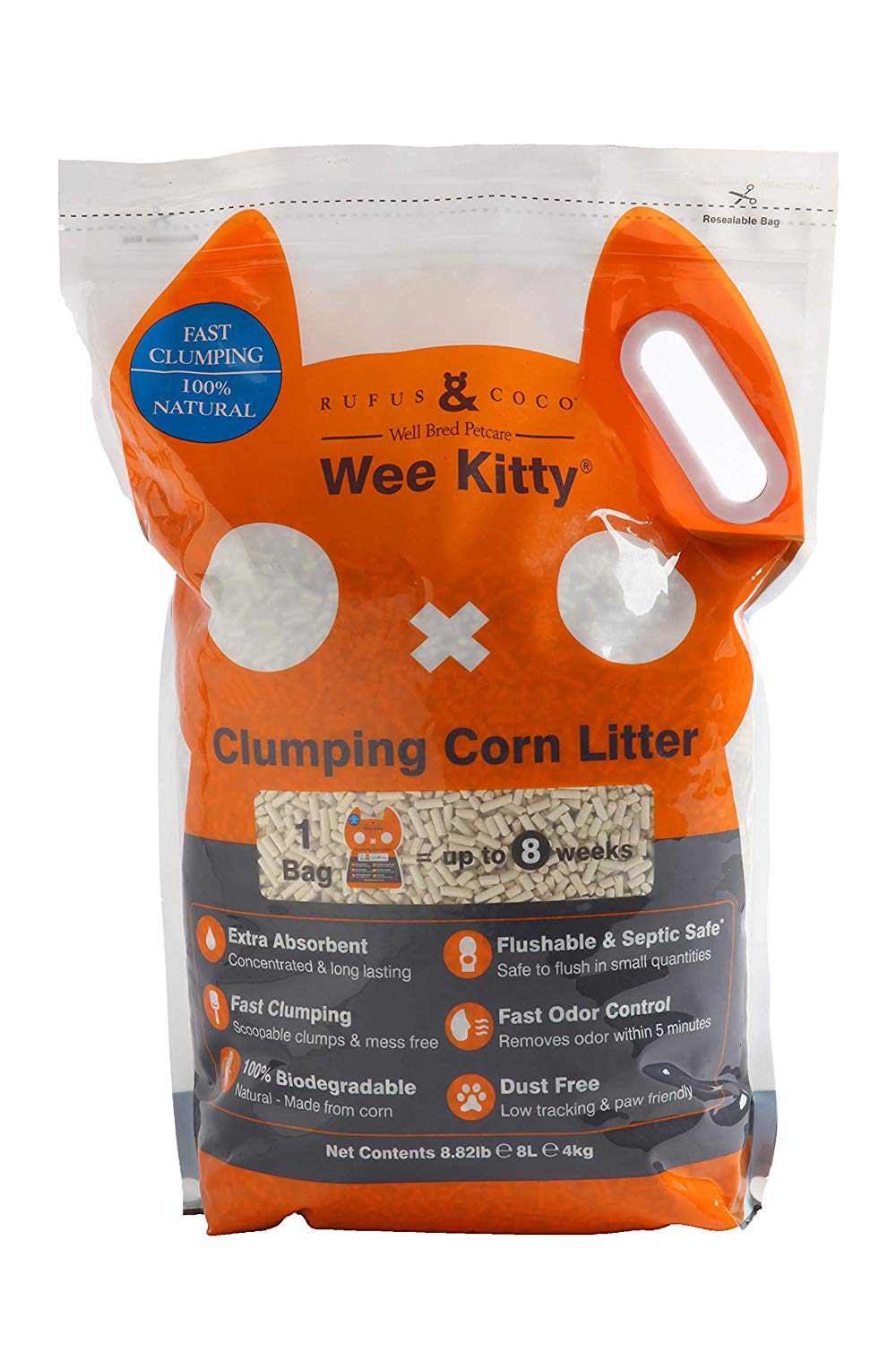RUFUS AND COCO Wee Kitty Clumping Corn Litter 9KG 18L