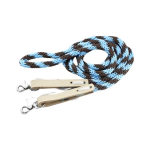 Navaho - Western Nylon Reins With Snaps Brown/Light Blue