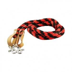 Navaho - Western Nylon Reins With Snaps Black/Red