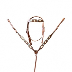 Navaho - Commanche Western Bridle & Breastplate Set Full