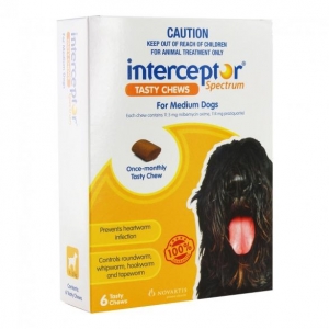Interceptor Spectrum Chews For Dogs 12-22Kg Yellow 6's
