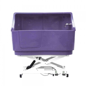 Durable Lifting Dog Tub With Paw Prints Purple With Splash back