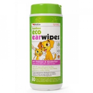 Petkin Bamboo Eco Ear Wipes For Dogs And Cats 80 Pack